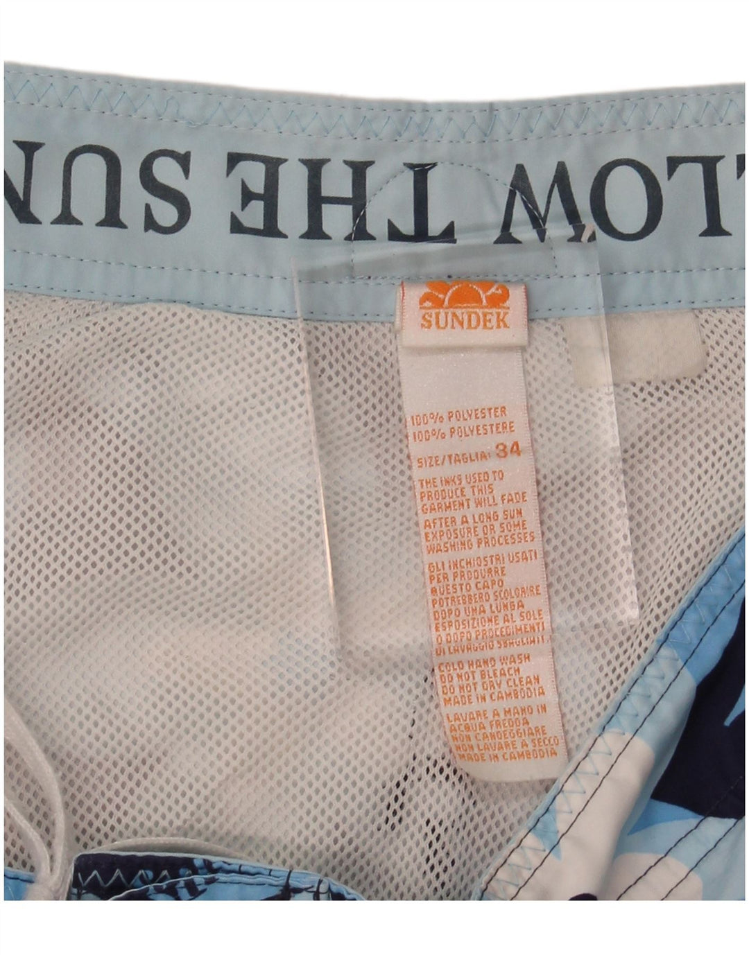 SUNDEK Mens Swimming Shorts W34 Large Blue Floral Polyester