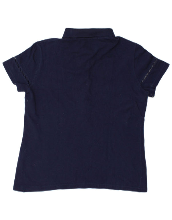 Lacoste Damen Poloshirt Größe 46 XL Marineblaue Baumwolle