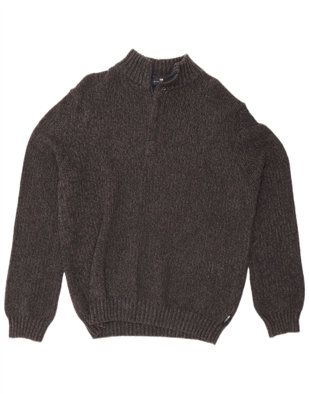 Marks & Spencer Herren Blauer Harbor-Pullover mit Reißverschluss am Hals, mittelgraue Seide