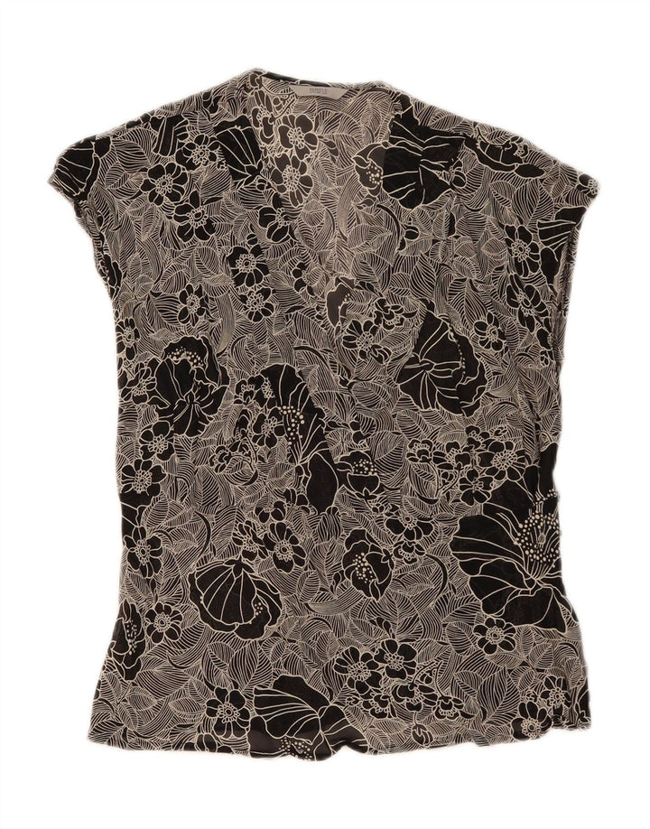 Marks & Spencer Damen-Blusenoberteil, UK-Größe 46, Größe L, Schwarz, Blumenmuster
