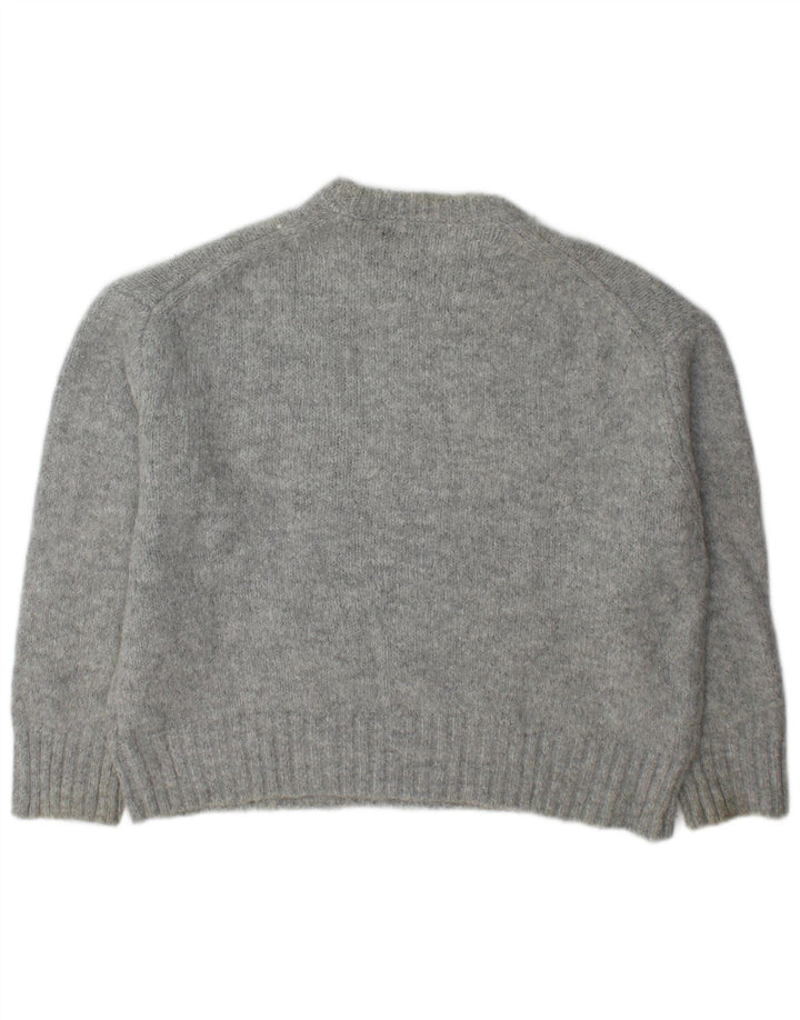 Zara Damen-Pullover, übergroß, Rundhalsausschnitt, Gr. 14, Mittelgrau, Acryl