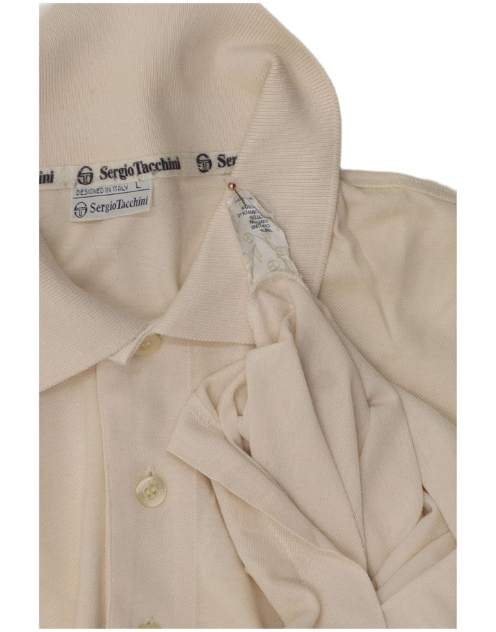 Sergio Tacchini Herren-Poloshirt für die Olympischen Spiele, groß, aus weißer Baumwolle