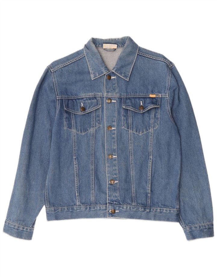 Jeansjacke für Herren im Denim-Stil, EU 50, Größe L, aus blauer Baumwolle