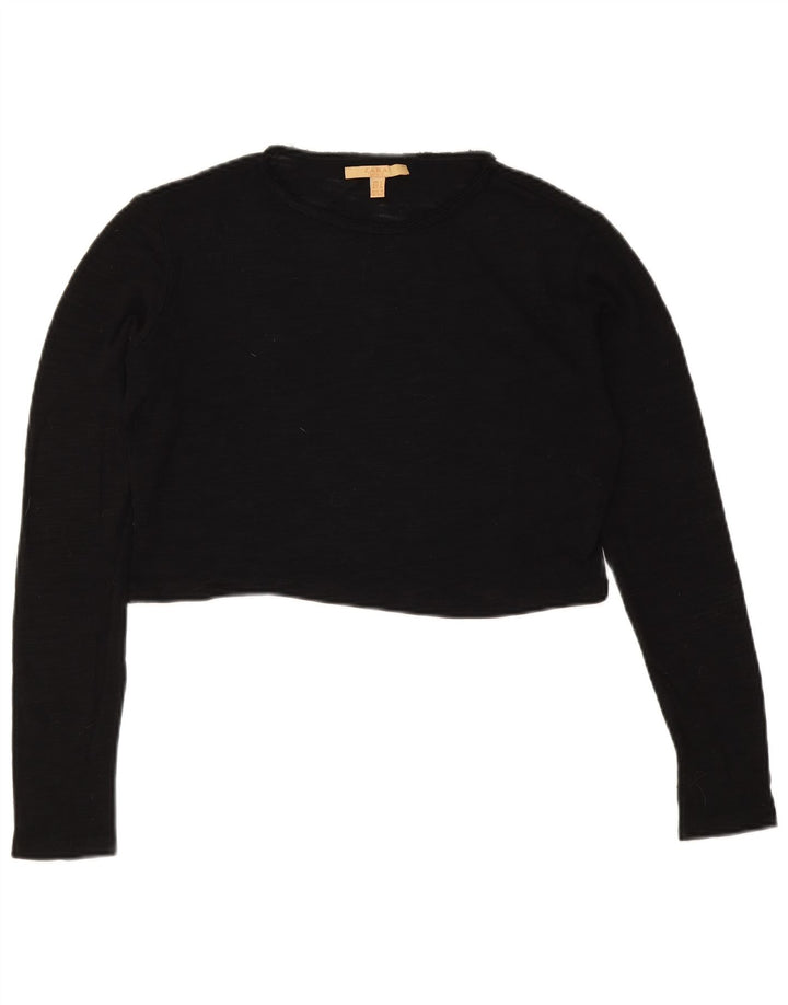 Zara Damen Trafaluc Crop Oversized Top Langarm UK 10 Small Schwarz