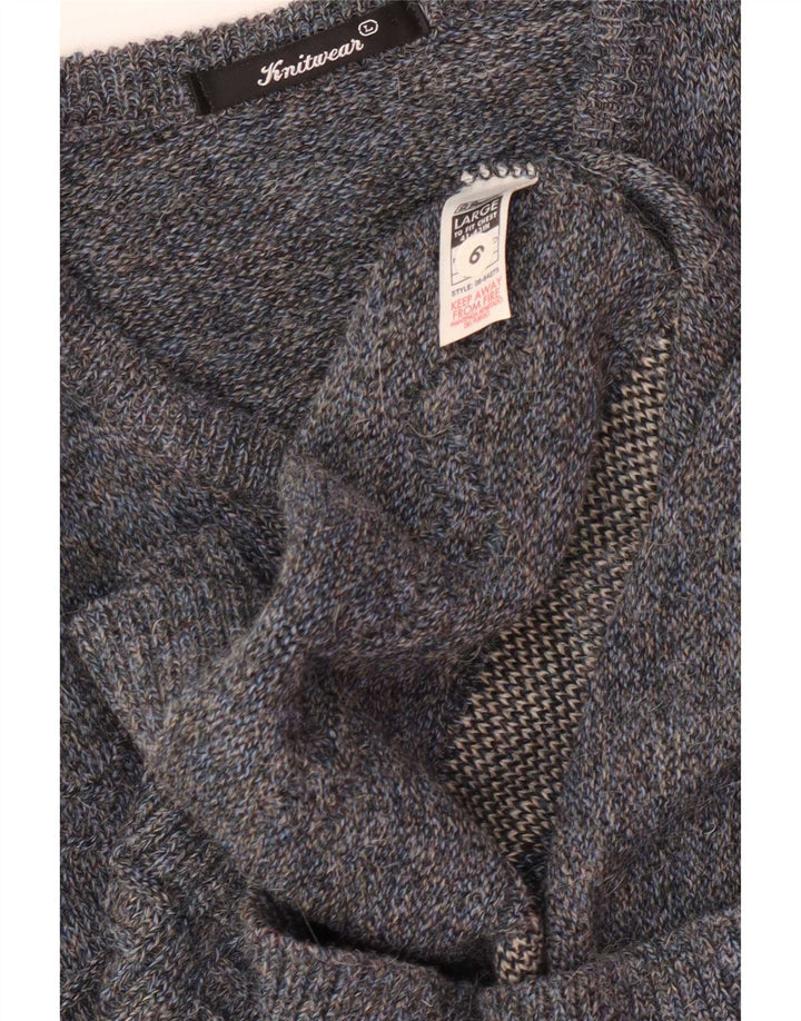 St. Bernard Herren-Pullover mit V-Ausschnitt, großes blaues geometrisches Acryl