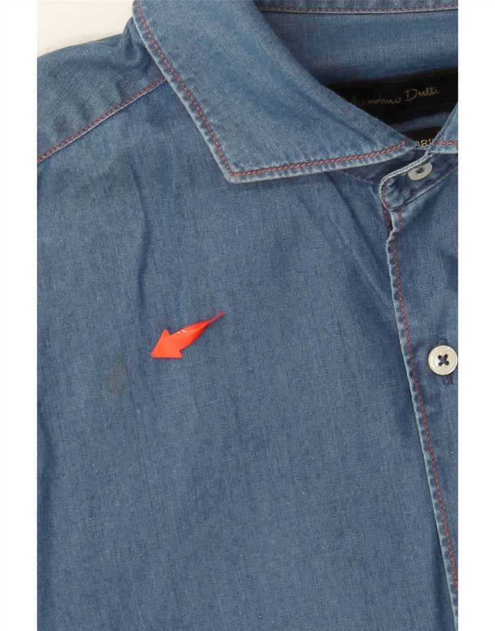 MASSIMO DUTTI Herren Jeanshemd Mittelblau