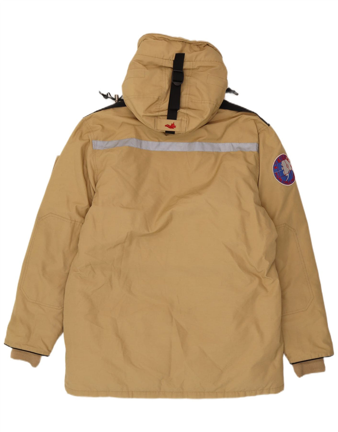Museum Wattierte Herrenjacke mit Kapuze, UK 40, Größe L, Beige, Baumwolle