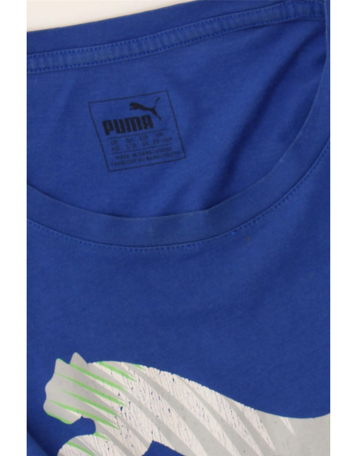 PUMA Boys Graphic T-Shirt Top 15-16 Years Blue Cotton Sports Vintage Puma and Second-Hand Puma from Messina Hembry 