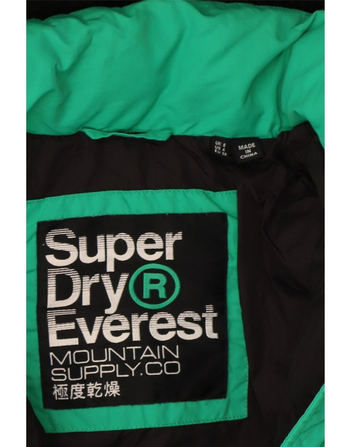Superdry Damen-Jacke mit Kapuze, übergroß, wattiert, Gr. 8, Grün, Farbblock