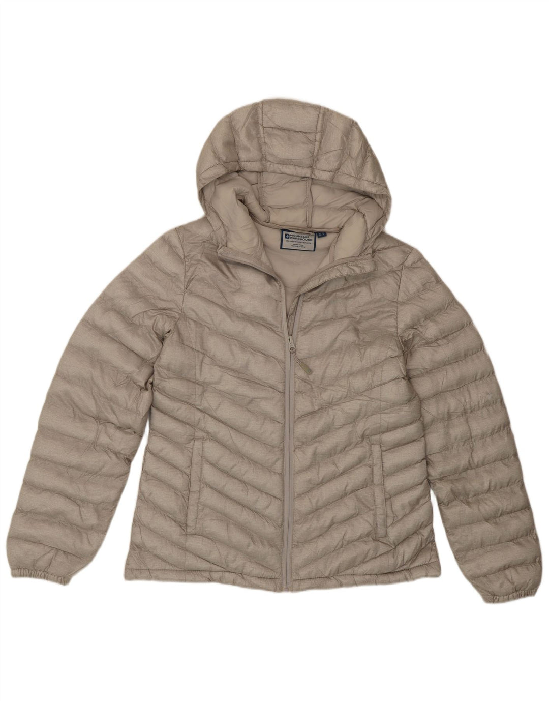 Mountain Warehouse Wattierte Damenjacke mit Kapuze, UK 12, mittelbeigefarbenes Polyester