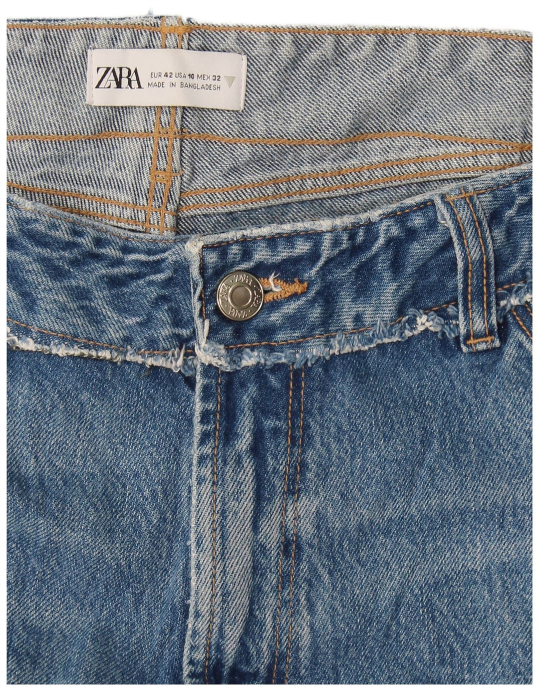 Zara Damen Straight Jeans EU 42 Large W32 L27 Blau