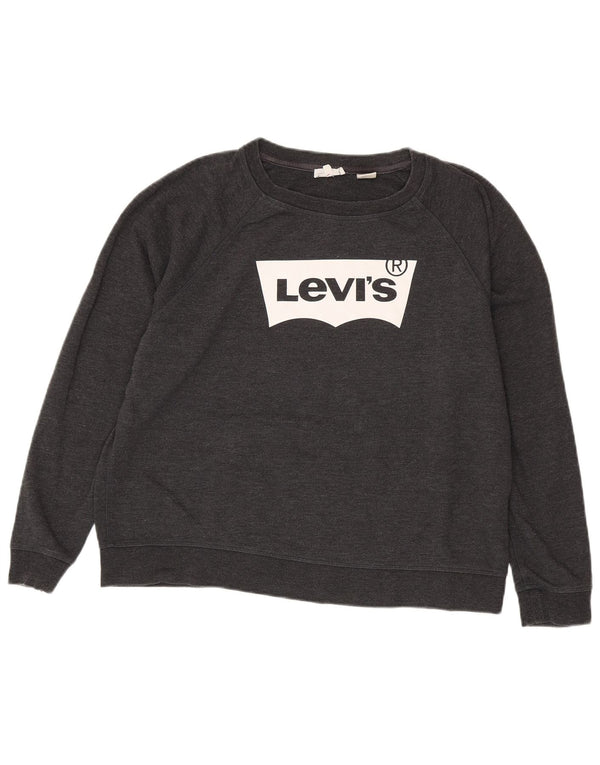 Levi's Damen Grafik-Sweatshirt-Pullover UK 18 XL Graue Baumwolle