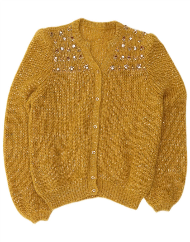 Vintage Damen Cardigan Pullover UK 12 Mittelgelb meliert