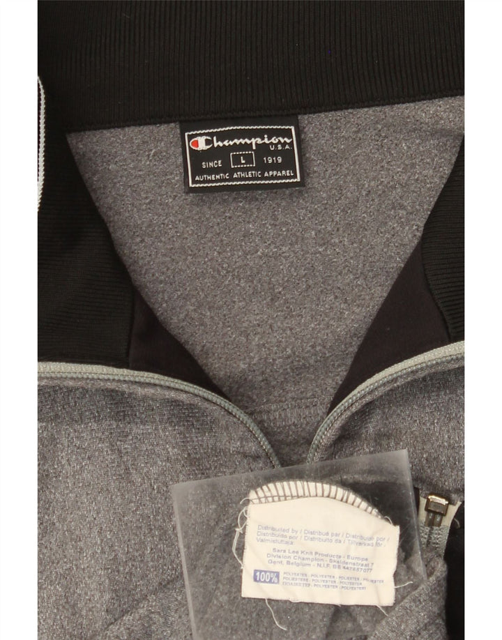 CHAMPION Herren-Trainingsanzugoberteil mit lockerer Passform, große graue Polyesterjacke