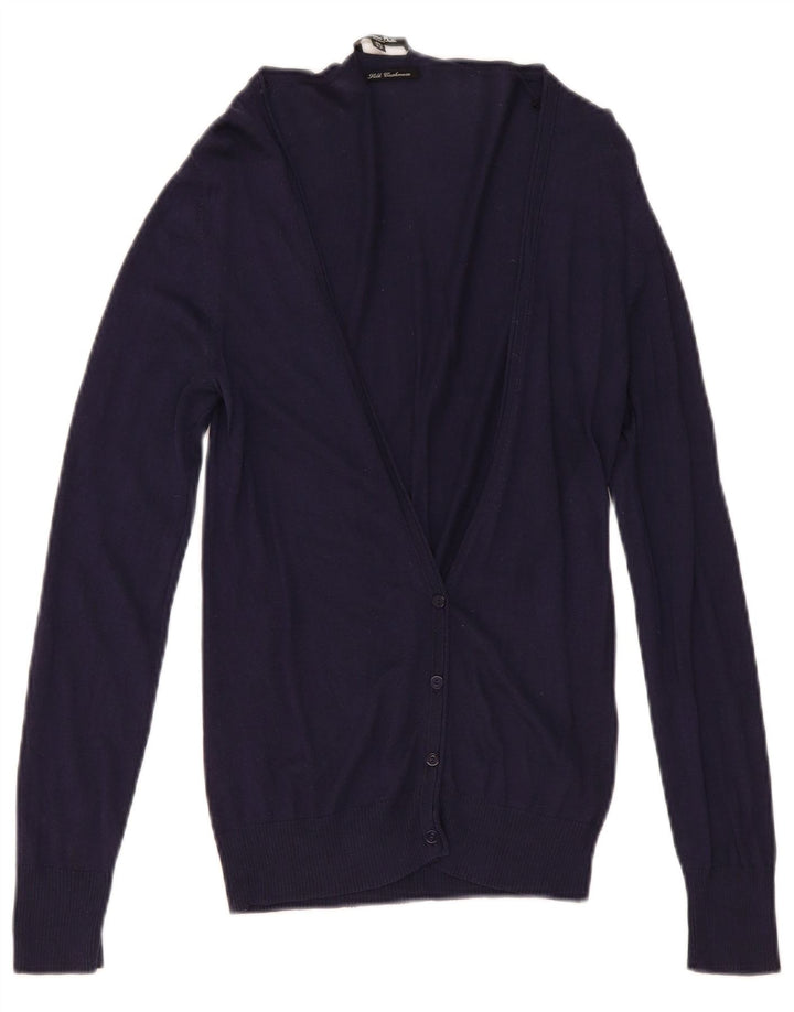 Massimo Dutti Damen-Cardigan-Pullover UK 12 Medium Navy Blue Silk