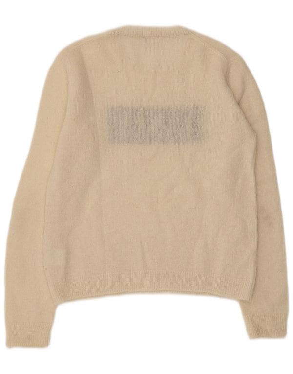 Sun68 Damen-Pullover mit grafischem Rundhalsausschnitt, Gr. 18, XL, gebrochenes Weiß