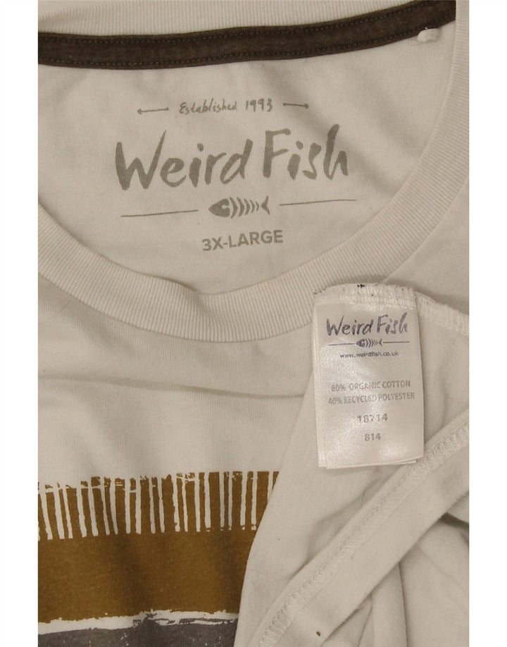 WEIRD FISH Herren-T-Shirt mit Grafik, 3XL, weiße Baumwolle