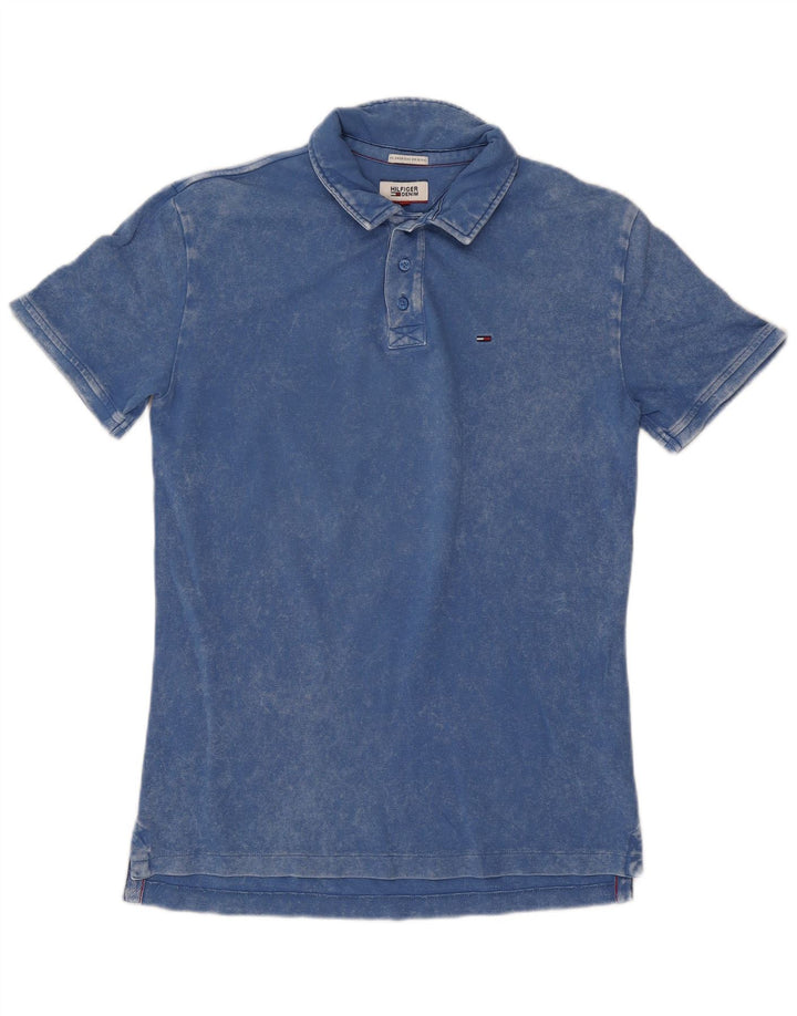 Tommy Hilfiger Herren-Poloshirt aus mittelblauer Baumwolle