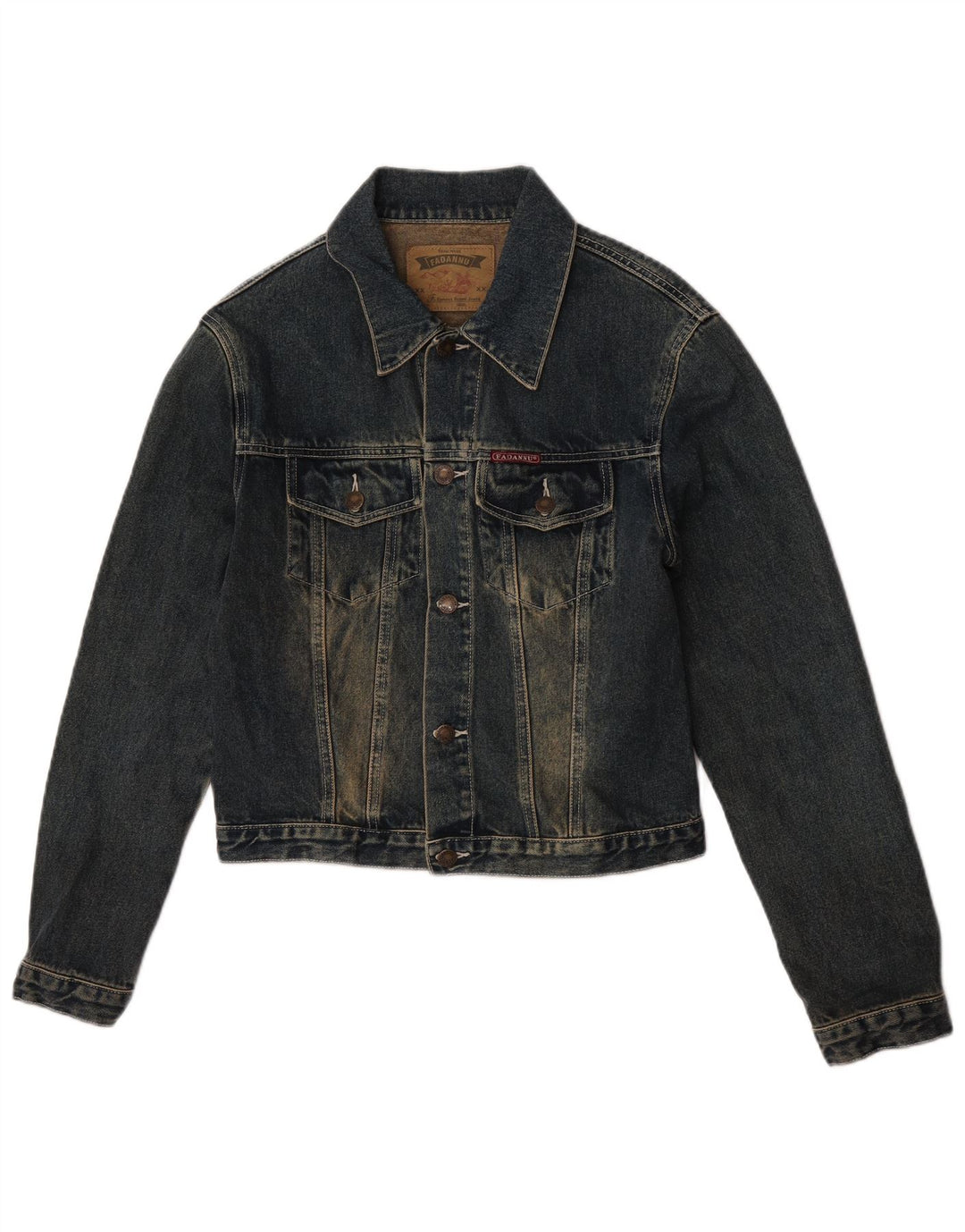 Vintage Damen Jeansjacke UK 14 Medium Navy Blue Baumwolle