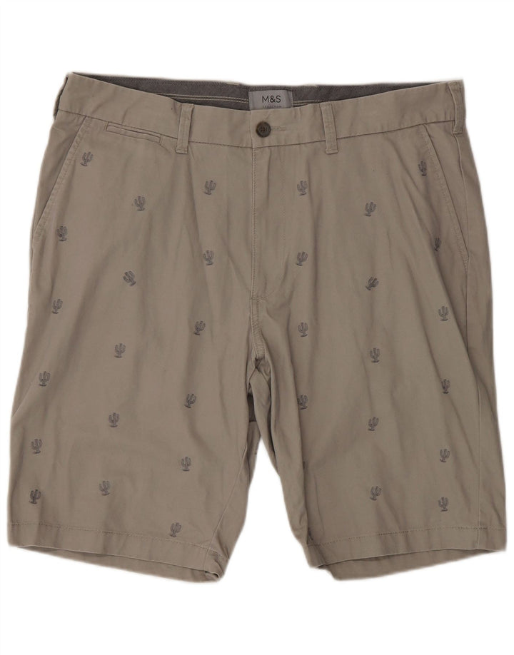 MARKS & SPENCER Herren-Chinoshorts W36, große grau gefleckte Baumwolle
