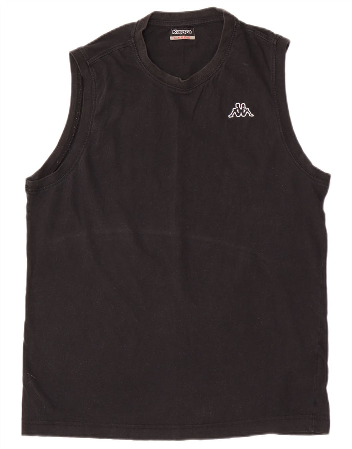 Kappa Herren-Trägershirt, groß, aus schwarzer Baumwolle