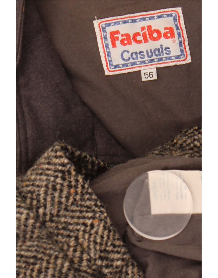 Faciba Herren Bomberjacke IT 56 3XL Braune Colourblock-Wolle