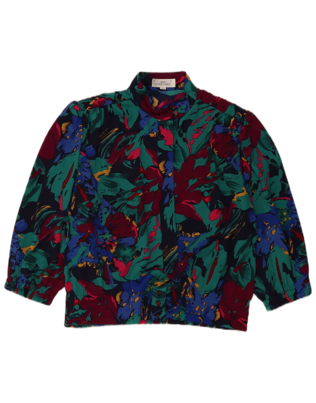 COMMANDER Crop-Hemdbluse für Damen, EU 42, groß, mehrfarbig, mit Blumenmuster