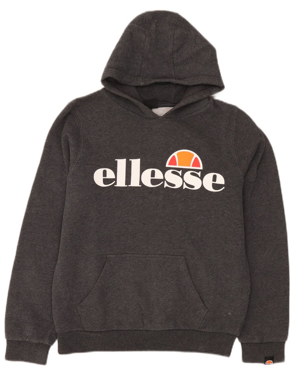 Ellesse Jungen-Pullover mit grafischem Kapuzenpullover, 12–13 Jahre, graue Baumwolle