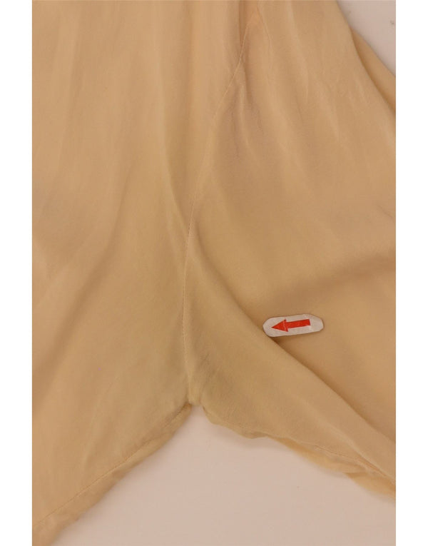 Vintage Damen Hemdbluse UK 18 XL Beige Seide
