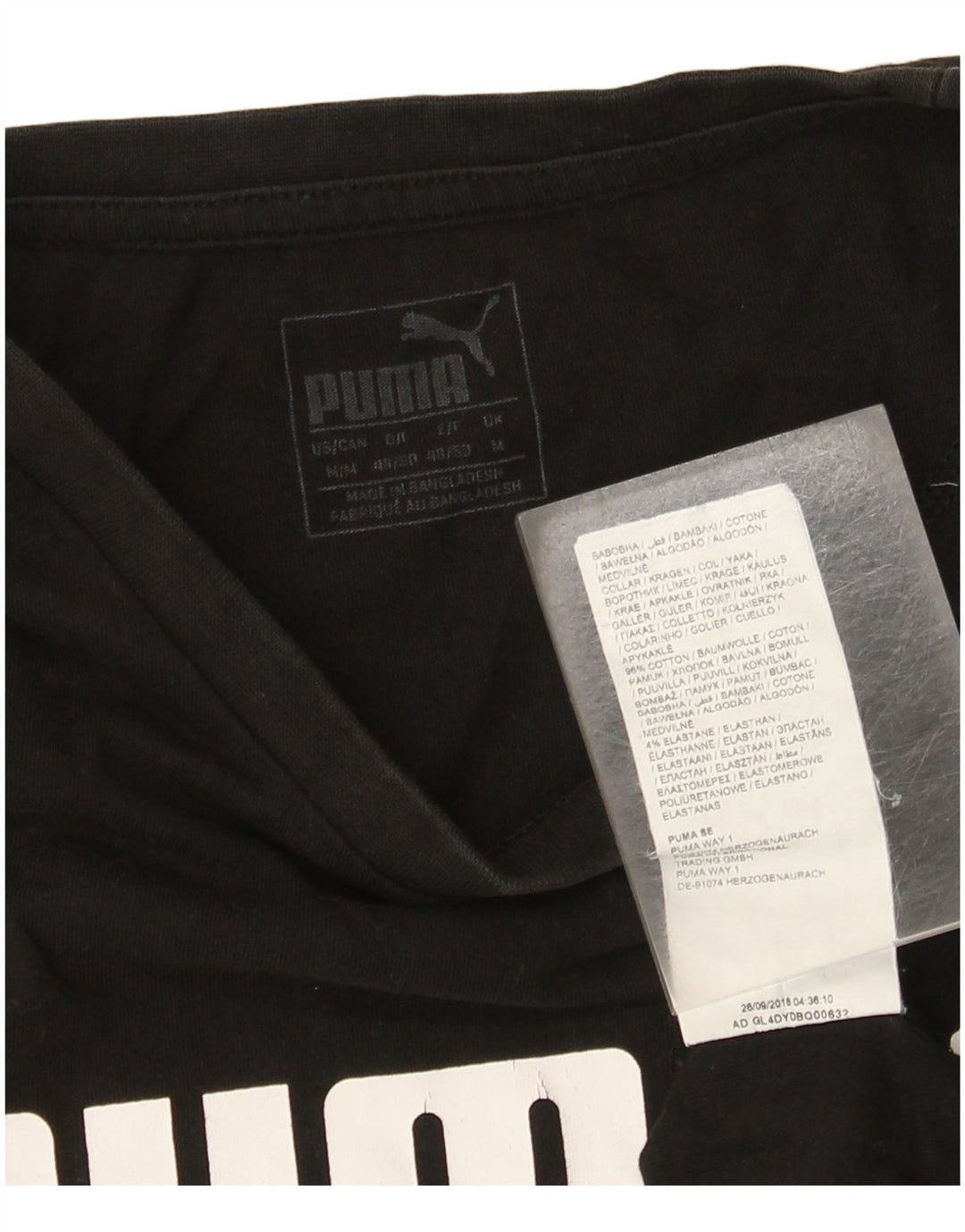 Puma Herren Grafik T-Shirt Top Mittelschwarz Baumwolle