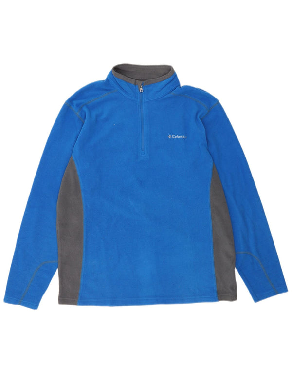 Columbia Herren-Fleecepullover mit Reißverschluss am Hals, großes, blaues Farbblock-Polyester