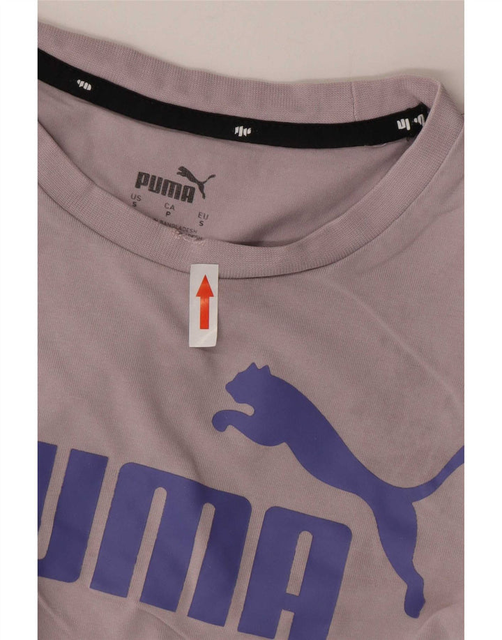 Puma Damen Crop Graphic T-Shirt Top UK 10 Small Grau