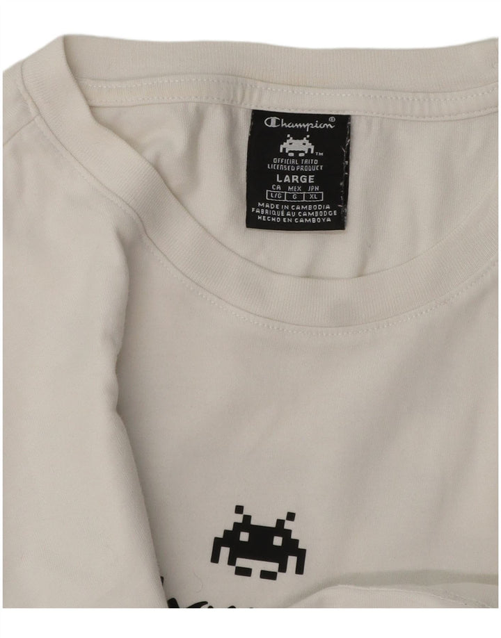 Champion Herren-T-Shirt mit Grafik, Größe L, Weiß