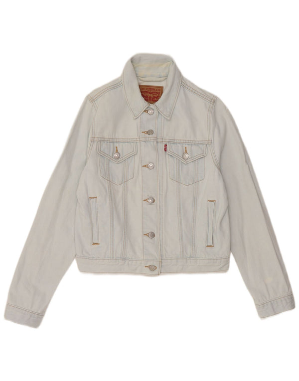 Levi's Damen Crop Denim Jacke UK 12 Mittelblaue Baumwolle