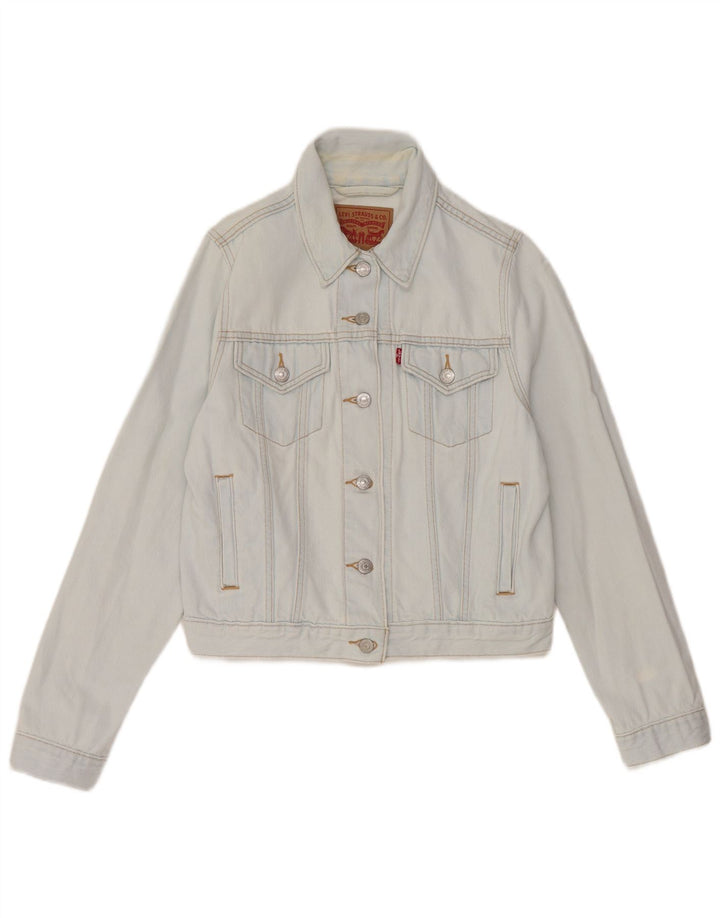 Levi's Damen Crop Denim Jacke UK 12 Mittelblaue Baumwolle