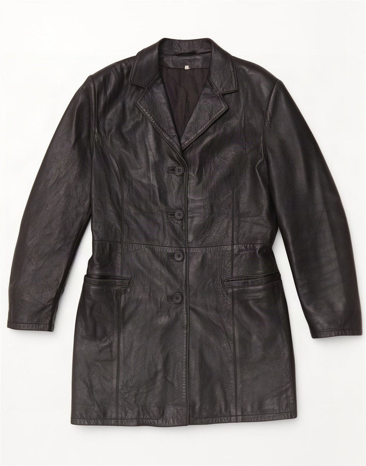 Suprema Damen Ledermantel IT 44 Medium Schwarz