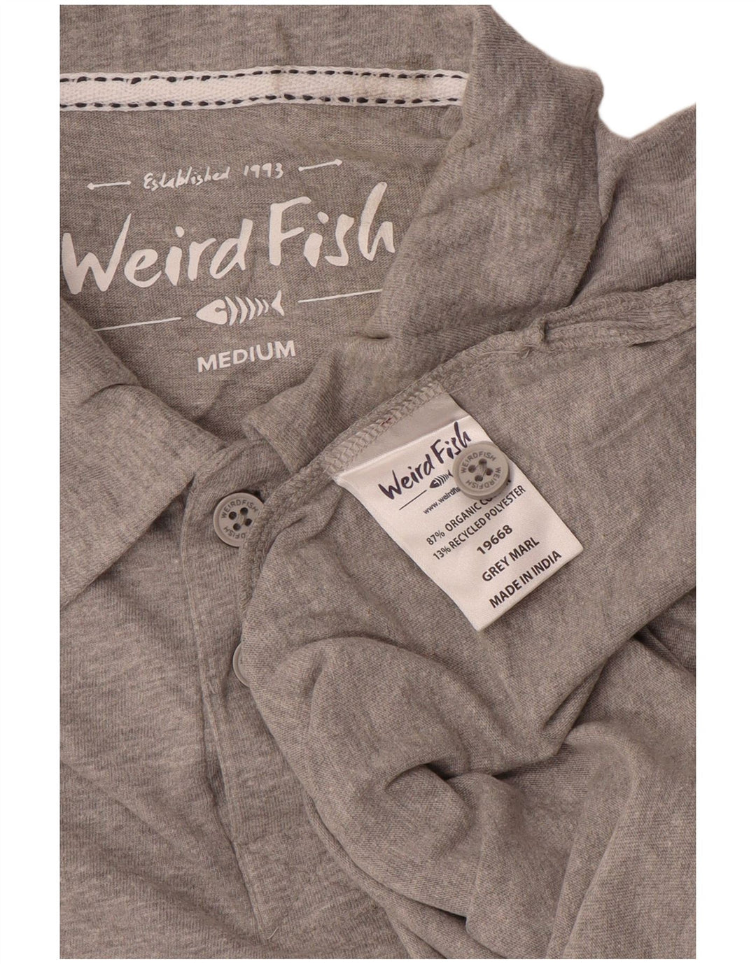 Weird Fish Herren-Poloshirt aus mittelgrauer Baumwolle