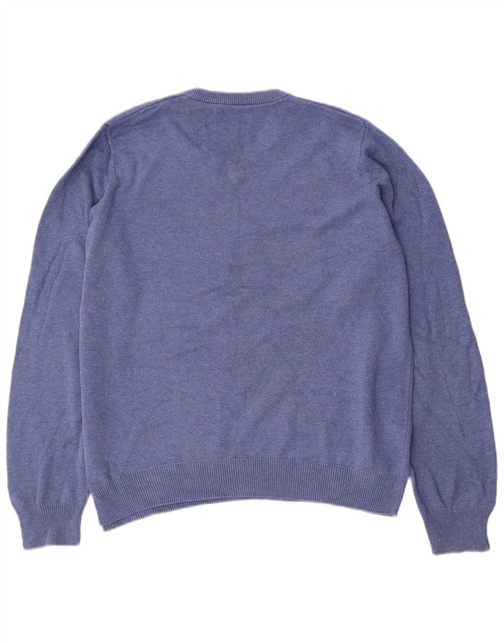 Marks & Spencer Herren-Pullover mit V-Ausschnitt aus mittelblauer Baumwolle