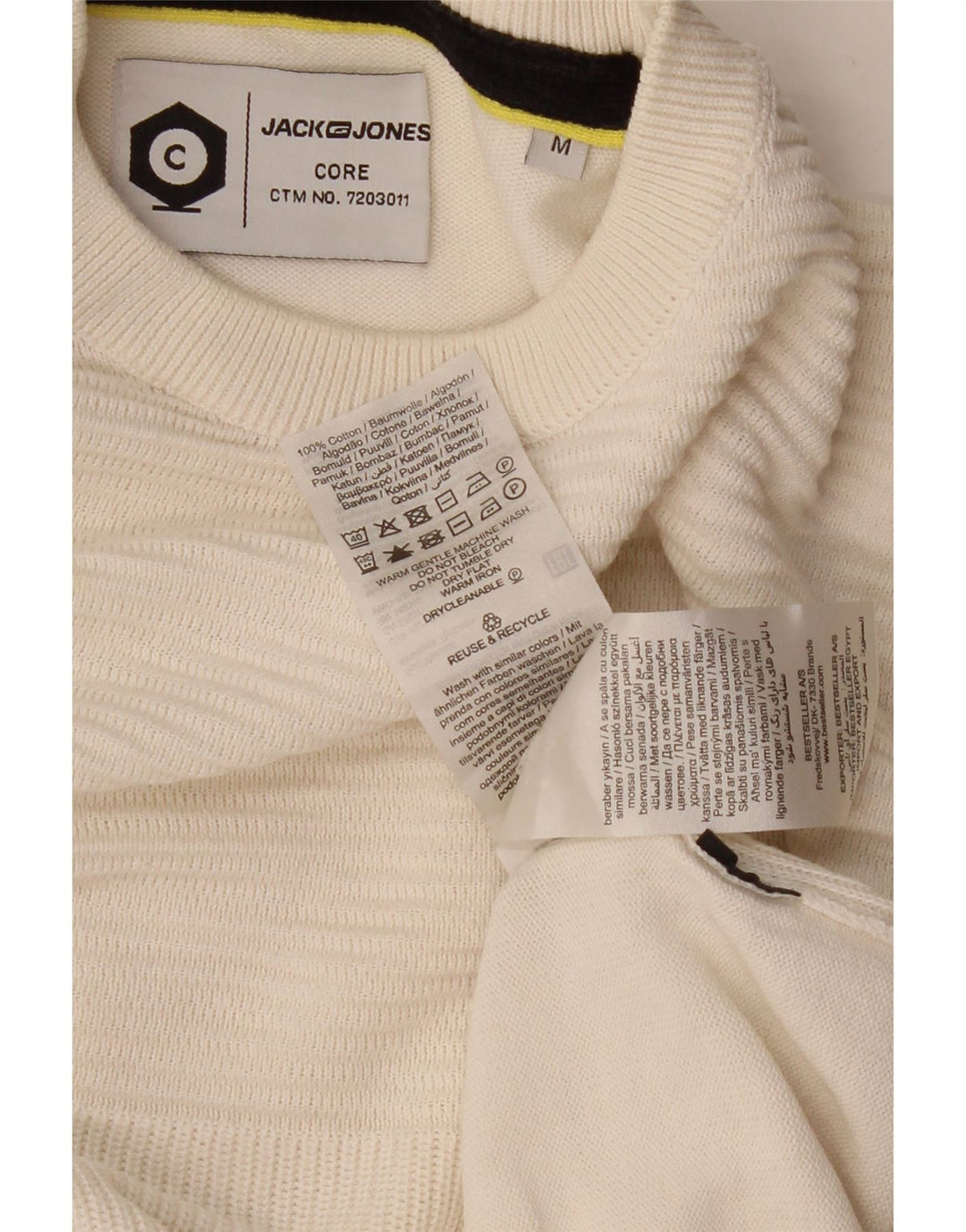 JACK & JONES Herren Core Rundhalspullover aus mittelweißer Baumwolle