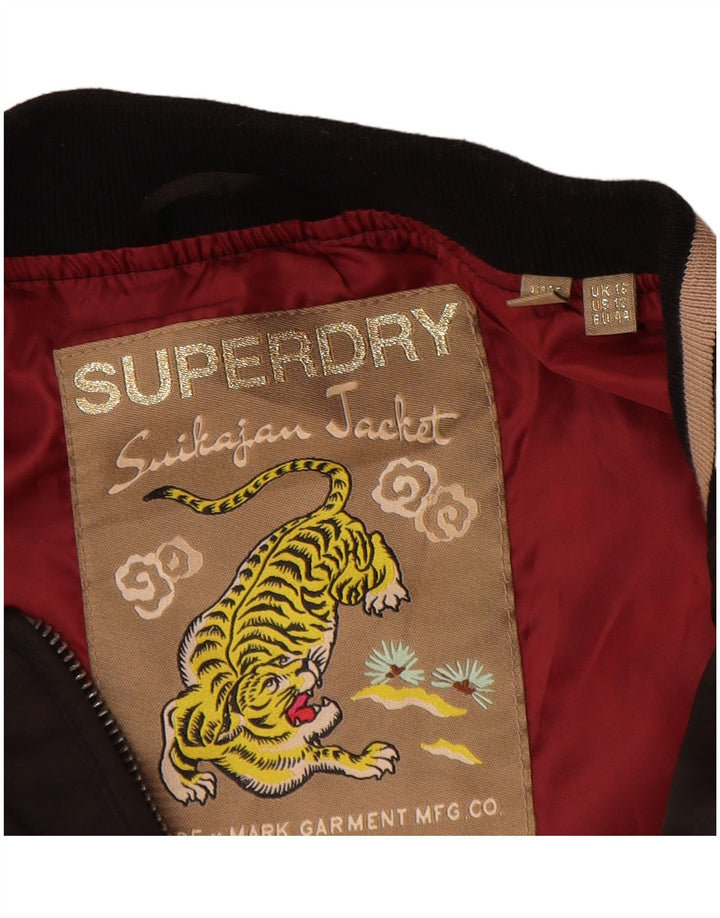 Superdry Damen-Trainingsanzugoberteil mit Grafik, UK 16, Größe L, Braun, Farbblock