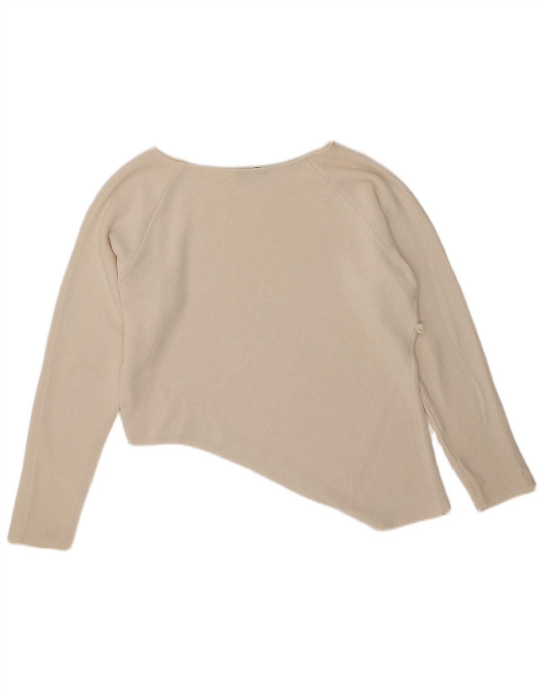 Zara Damen Übergroßes asymmetrisches Top Langarm UK 10 Small Off White