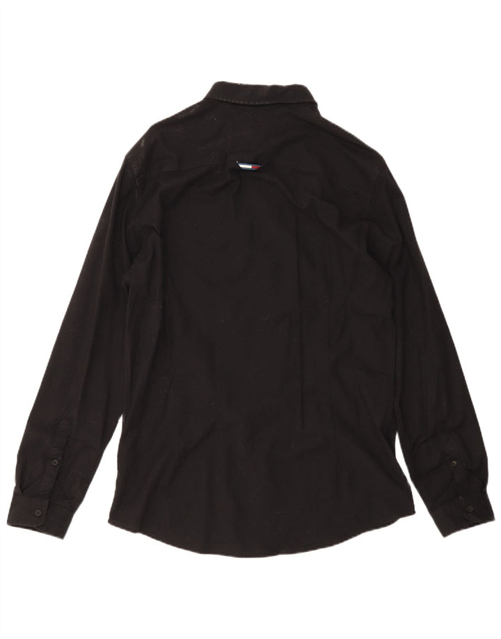Tommy Hilfiger Herren-Slim-Fit-Hemd, groß, aus schwarzer Baumwolle