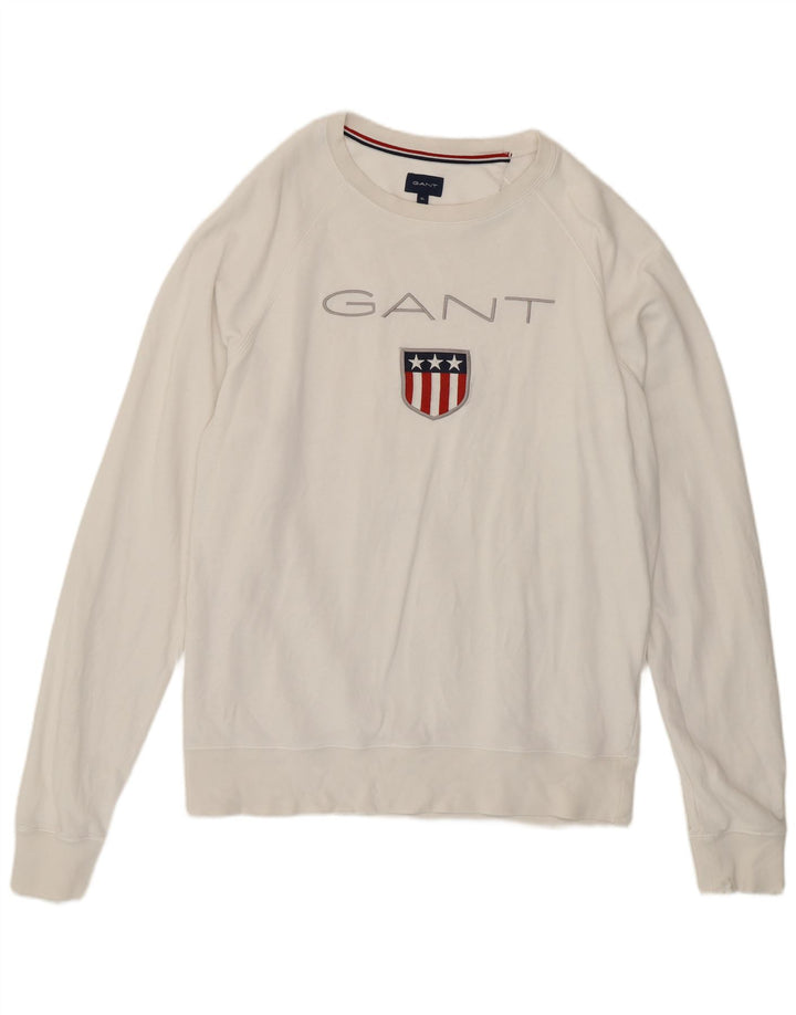 Gant Herren Grafik-Sweatshirt-Pullover XL aus weißer Baumwolle