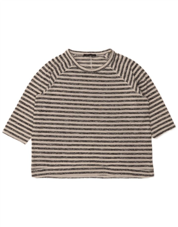 Marks & Spencer Damen-Top, 3/4-Ärmel, UK-Größe 16, Größe L, weiß gestreift
