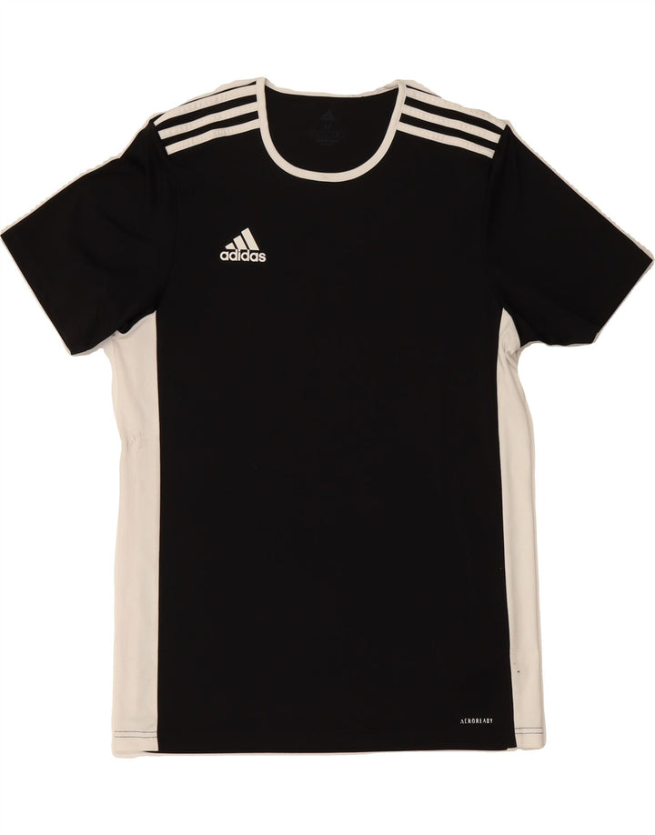 ADIDAS Mens Aeroready T-Shirt Top Medium Black Colourblock Polyester Vintage Adidas and Second-Hand Adidas from Messina Hembry 