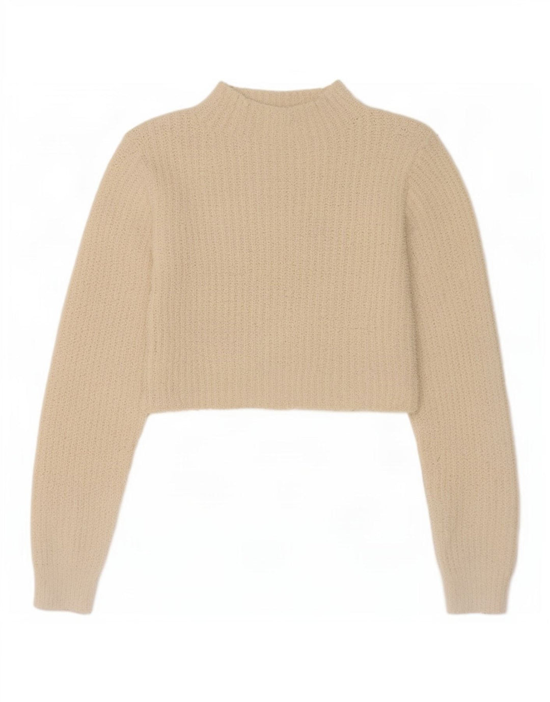Zara Damen Crop Turtle Neck Pullover Pullover UK 10 Small Off White Polyester