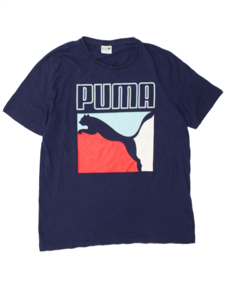 Puma Herren-T-Shirt mit Grafik, groß, marineblau, Baumwolle