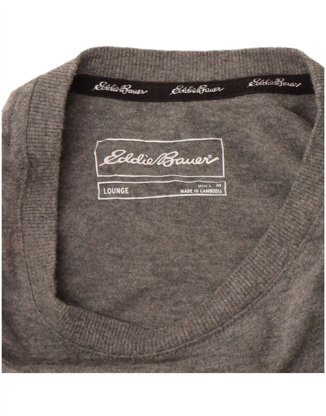 EDDIE BAUER Herren-Top, langärmelig, mittelgraue Baumwolle
