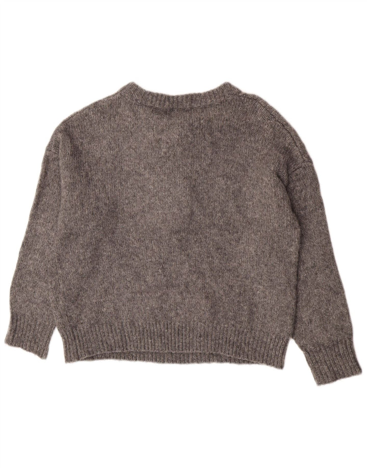 Zara Damen-Pullover, übergroß, Rundhalsausschnitt, Gr. 14, Mittelgrau