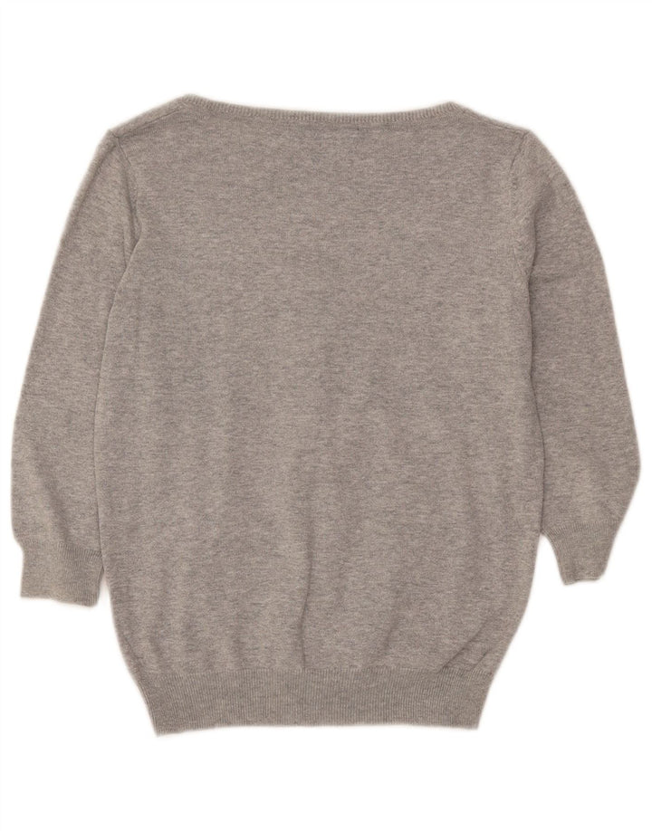 ZARA Womens 3/4 Sleeve Cardigan Sweater UK 12 Medium Grey